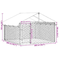 Utendørs hundegård med tak 200x200x150 cm