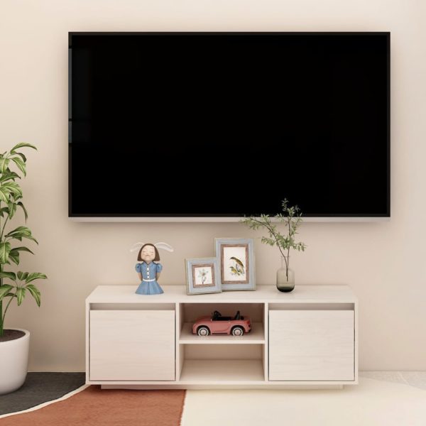 TV-benk 110x30x40 cm heltre furu hvit