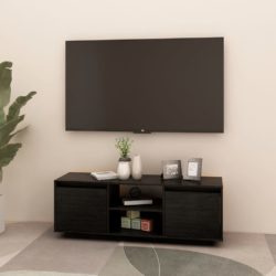 TV-benk 110x30x40 cm heltre furu svart