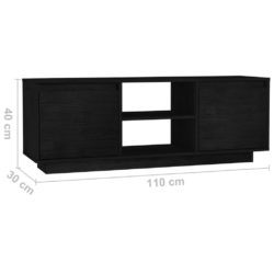 TV-benk 110x30x40 cm heltre furu svart