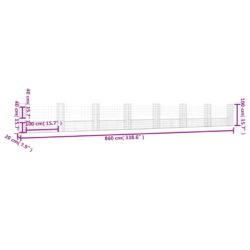 Gabionkurv u-formet med 8 stolper jern 860x20x100 cm