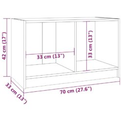 TV-benk hvit 70x33x42 cm heltre furu