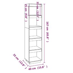 Bokhylle/romdeler svart 40x35x167 cm heltre furu