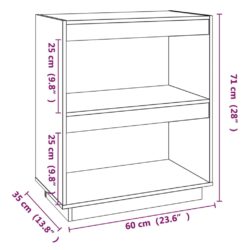 Bokhylle 60x35x71 cm heltre furu