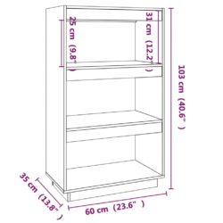 Bokhylle/romdeler 60x35x103 cm heltre furu