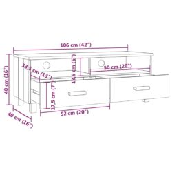 TV-benk HAMAR hvit 106x40x40 cm heltre furu