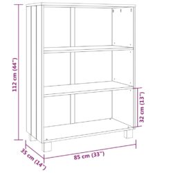 Bokhylle HAMAR mørkegrå 85x35x112 cm heltre furu