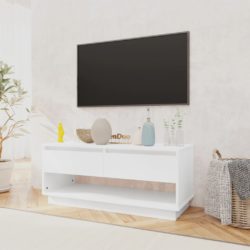 TV-benk høyglans hvit 102x41x44 cm konstruert tre