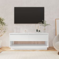 TV-benk høyglans hvit 102x41x44 cm konstruert tre