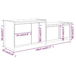 TV-benk hvit 146,5x35x50 cm konstruert tre