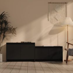 TV-benk svart 146,5x35x50 cm konstruert tre