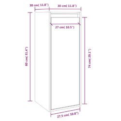 Veggskap hvit 30x30x80 cm heltre furu