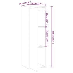 Veggskap 2 stk svart 30x30x100 cm heltre furu