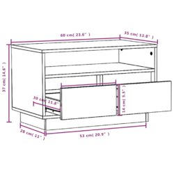 TV-benk hvit 60x35x37 cm heltre furu