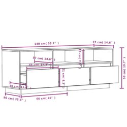 TV-benk honningbrun 140x37x50 cm heltre furu