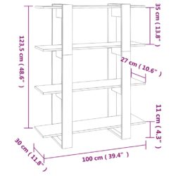 Bokhylle/romdeler svart 100x30x123,5 cm