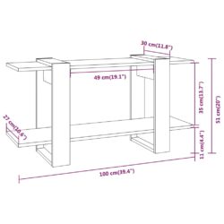 Bokhylle hvit 100x30x51 cm konstruert tre