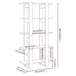 Bokhylle/romdeler hvit 80x30x160 cm konstruert tre