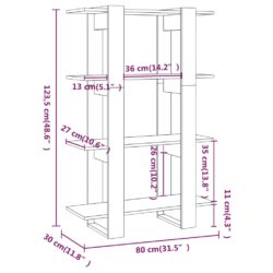 Bokhylle/romdeler hvit 80x30x123,5 cm