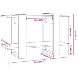 Bokhylle/romdeler svart 80x30x51 cm