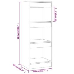 Bokhylle/romdeler høyglans hvit 40x30x103 cm konstruert tre