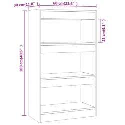 Bokhylle/romdeler svart 60x30x103 cm konstruert tre