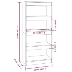 Bokhylle/romdeler svart 60x30x135 cm konstruert tre