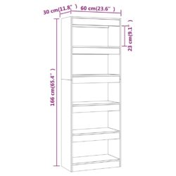 Bokhylle/romdeler hvit 60x30x166 cm konstruert tre