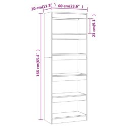 Bokhylle/romdeler svart 60x30x166 cm konstruert tre