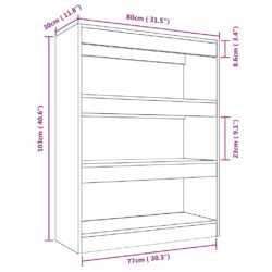 Bokhylle/romdeler hvit 80x30x103 cm konstruert tre