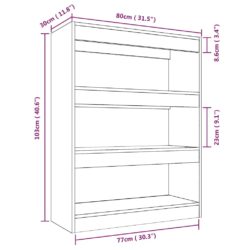 Bokhylle/romdeler svart 80x30x103 cm konstruert tre