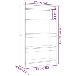 Bokhylle/romdeler sonoma eik 80x30x135 cm konstruert tre