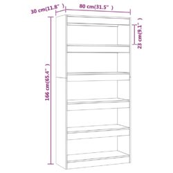 Bokhylle/romdeler svart 80x30x166 cm konstruert tre