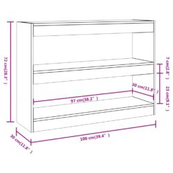 Bokhylle/romdeler sonoma eik 100x30x72 cm