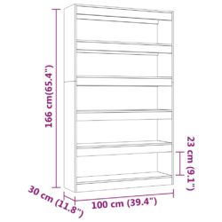 Bokhylle/romdeler hvit 100x30x166 cm