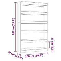 Bokhylle/romdeler svart 100x30x166 cm