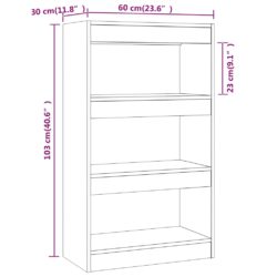 Bokhylle/romdeler røkt eik 60x30x103 cm konstruert tre