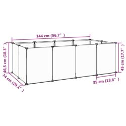 Smådyrbur svart 144x74x46,5 cm PP og stål