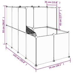 Smådyrbur gjennomsiktig 142x74x93 cm PP og stål