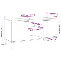 TV-benk med ben i heltre røkt eik 103,5x35x50 cm