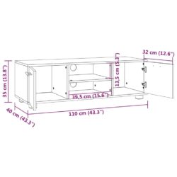 TV-benk røkt eik 110x40x35 cm konstruert tre