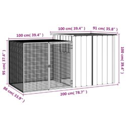 Kyllingbur antrasitt 200x91x100 cm galvanisert stål