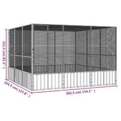 Fuglebur antrasitt 302,5×324,5×211,5 cm galvanisert stål