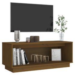 TV-benk honningbrun 90x35x35 cm heltre furu