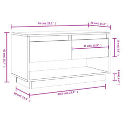 TV-benk svart 74x34x40 cm heltre furu