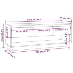 TV-benk svart 110,5x34x40 cm heltre furu