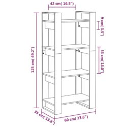 Bokhylle/romdeler 60x35x125 cm heltre