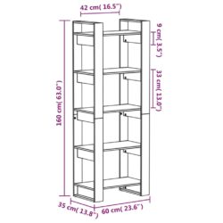 Bokhylle/romdeler hvit 60x35x160 cm heltre