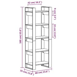 Bokhylle/romdeler svart 60x35x160 cm heltre