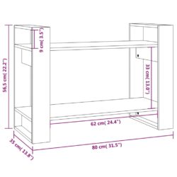 Bokhylle/romdeler hvit 80x35x56,5 cm heltre furu